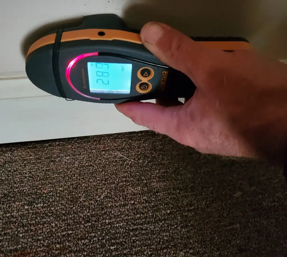 Moisture detection at baseboard during Storm Damage Restoration in Clarks Summit